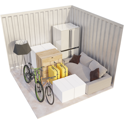 self storage unit of size 100ft² - Space to move around and pick items - this is a commonly desired size for those wanting to use the unit for business purposes.