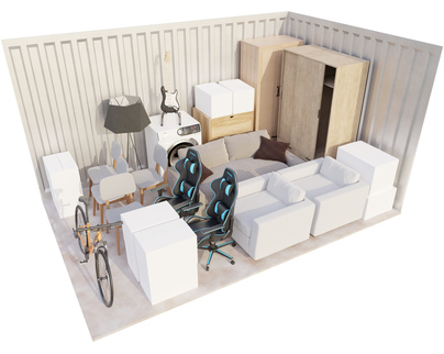 self storage unit of size 150ft² - Suitable for storing the contents of a larger three or four-bedroom house, including multiple large pieces of furniture and appliances.
