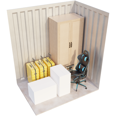 self storage unit of size 35ft² - Accommodates cases where there are no large/bulky items such as dining tables or large sofas.