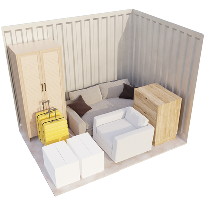 self storage unit of size 75ft² - You can comfortably pack up an entire two to three bedroom house into this 75ft² size unit, as well as garden furniture or tools.
